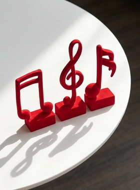 创意音乐符号红色树脂桌面摆件