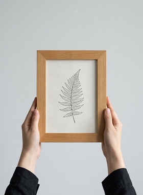 小众植物叶子木质相框家居摆台