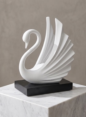 现代简约天鹅造型装饰摆件白色