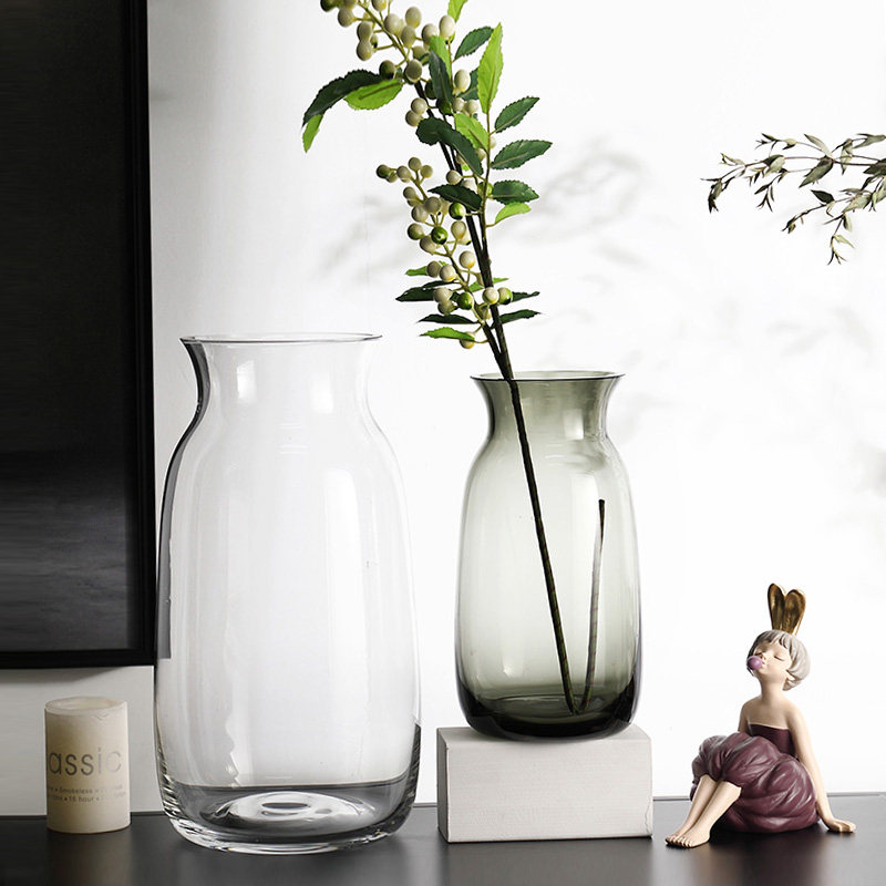 北欧轻奢水培玻璃花瓶简约束口花器客厅餐桌鲜花插花瓶装饰品摆件,淘宝优惠券,粉丝福利购,淘宝优惠卷