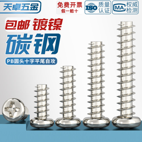 PB加硬铁镀镍圆头十字平尾自攻螺丝盘头电子木牙小螺钉M1M2M3M4M5 - 图2