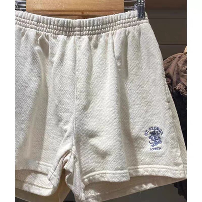 Brandy Girl新款ST.George刺绣运动裤bm显瘦短裤女高腰口袋热裤潮