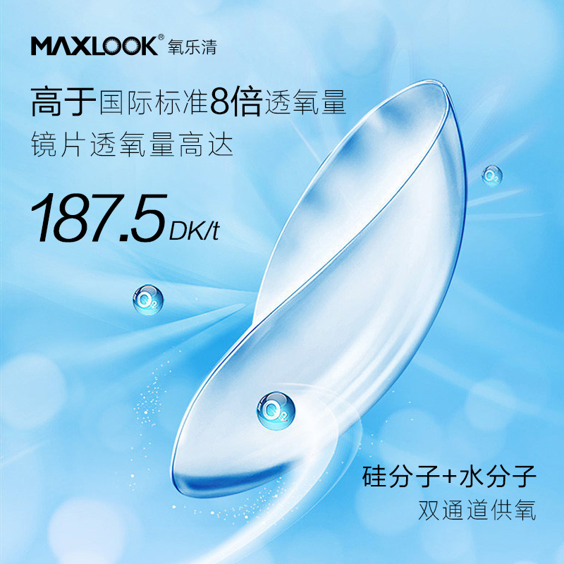 MAXLOOK新品隐形眼镜第三代硅水凝胶月抛隐形眼镜2片装高透氧系数