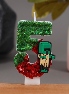 我的世界创意卡通数字0—9手工蜡烛男孩生日蛋糕庆典装饰批发跨境