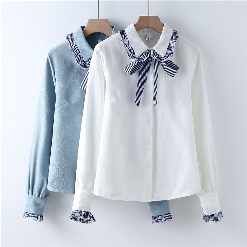 加绒长袖冬季韩版学生宽松衬衫 信棠衬衫