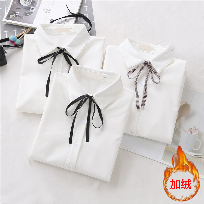 白色洋气秋冬长袖内搭加绒百搭衬衫 信棠衬衫