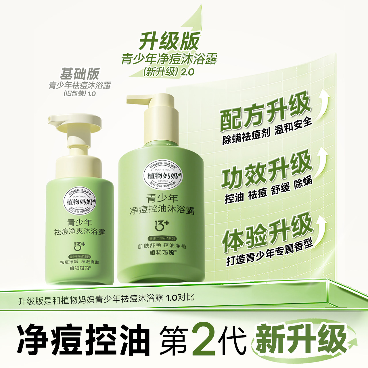 植物妈妈青少年沐浴露儿童13岁+专用男女童祛痘净爽沐浴乳洗发水