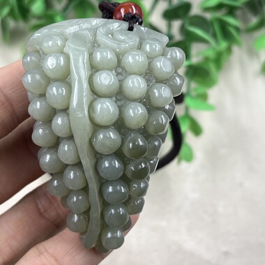 新疆和田玉晴水如意葡萄手把件平安多福挂件玉坠把玩包邮男女70克