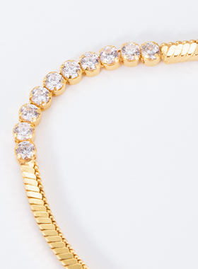 意大利进口925银锆石蛇骨手链