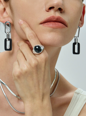 意式黑玛瑙戒指高级感情侣同款