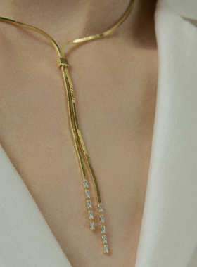 意大利进口方形流苏蛇骨链项链女