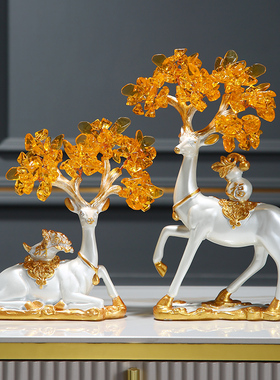 招财水晶鹿家居装饰品