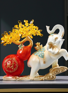 招财镇宅葫芦象发财树客厅装饰品