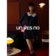 Unvesno(UN) ung series doll collar lace long-sleeved pleated polo dress
