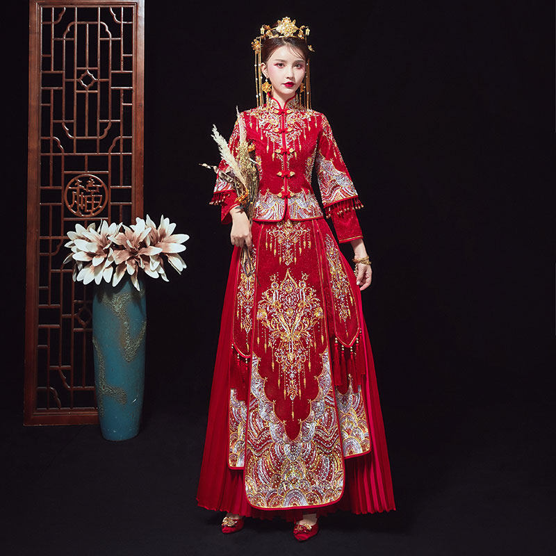 秀禾服2020新款结婚中式新娘绣和服 金奢帝国旗袍