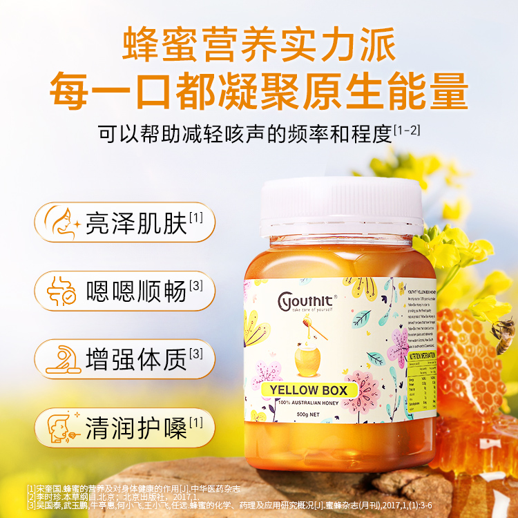 youthit优思益黄盒子桉树蜂蜜纯正天然澳洲原装进口罐装500g - 图0