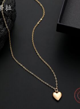 跨境爆款金色爱心小吊坠 亚金色时尚简约心形女士可爱ins风项链