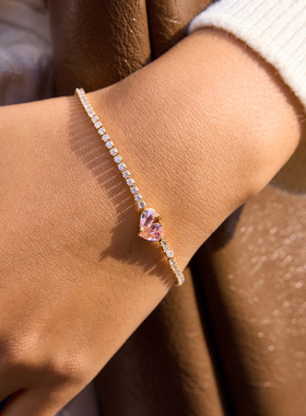 静俏经典风锆石网球手链轻奢高级感18K金不锈钢手饰跨境饰品小众