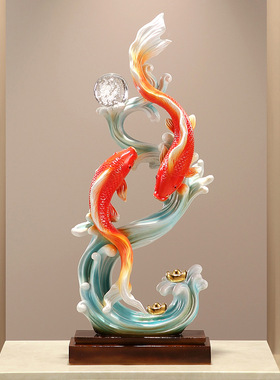 新中式招财鱼锦锂如鱼得水摆件客厅酒柜办公室家居寓意好装饰礼品