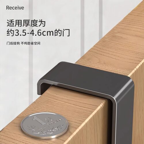 门后挂钩加长挂衣架卧室门上挂架免打孔门背式置物收纳神器衣帽钩 - 图2