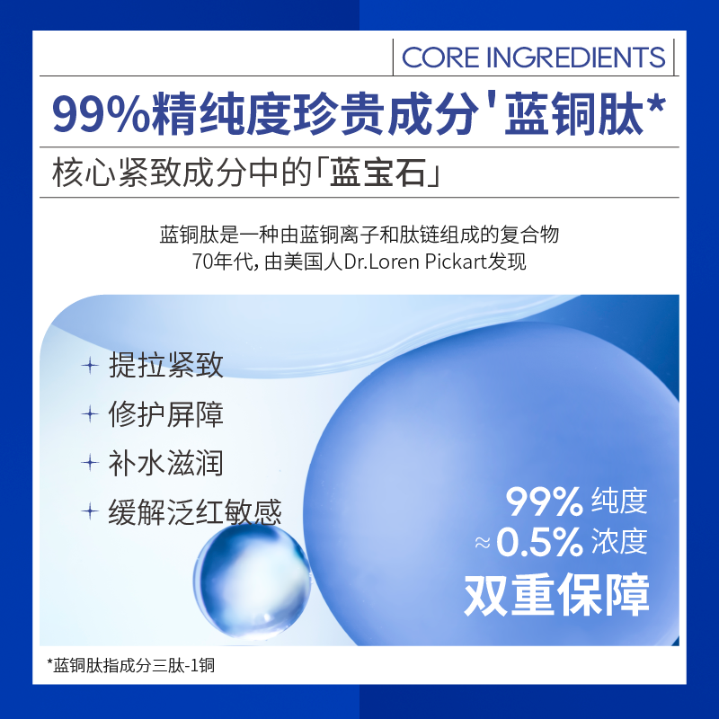 EITIKO一氪蓝铜肽次抛面部补水保湿精华液紧致抗皱舒缓修护精华液