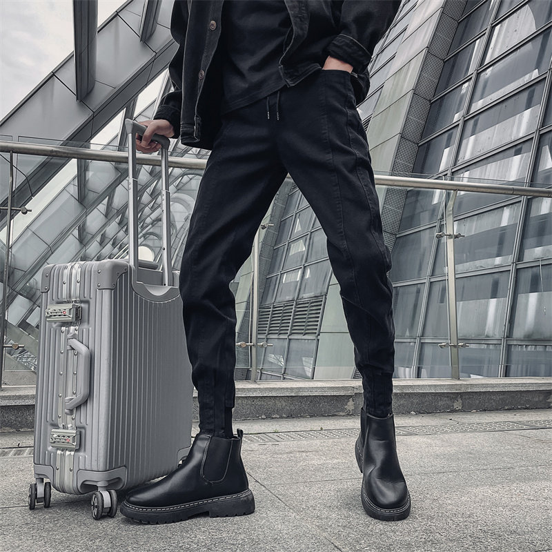 潮牌男士痞帅薄款韩版潮流休闲裤 弘号牛仔裤