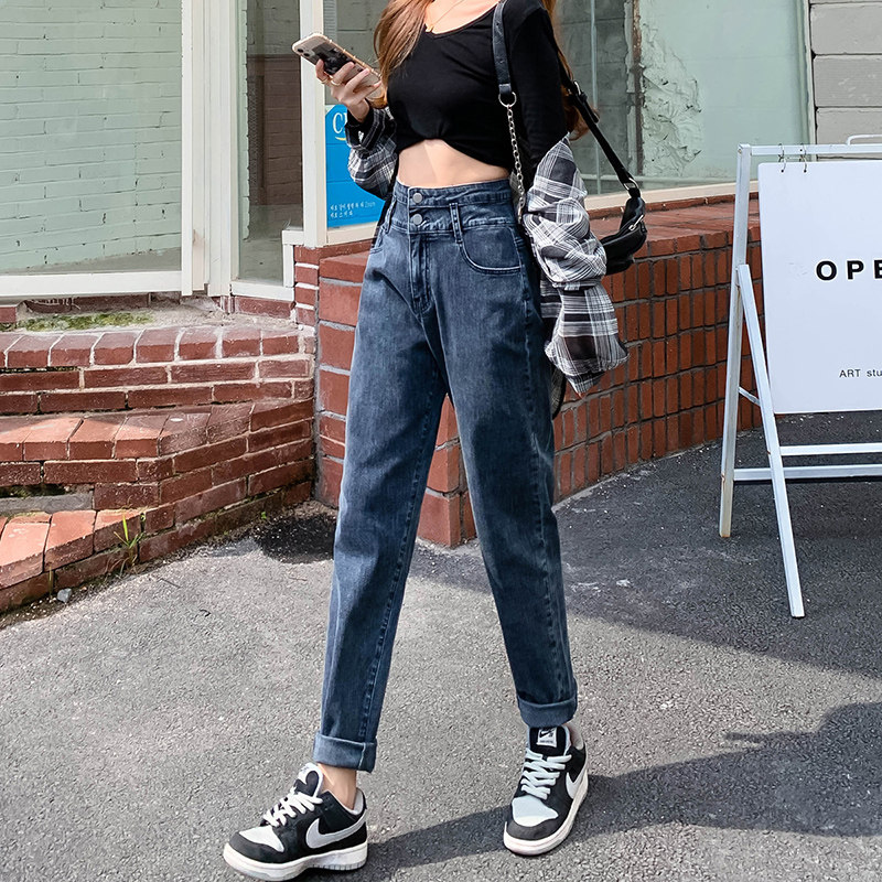 哈伦宽松直筒2021年新款秋装牛仔裤 温梦妃牛仔裤