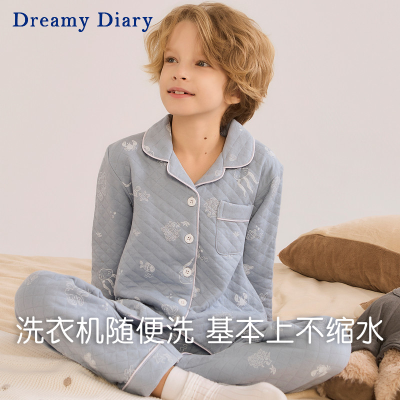 男童睡衣2025新款秋保暖空气棉儿童家居服男孩加厚长袖长裤套装,淘宝优惠券,粉丝福利购,淘宝优惠卷