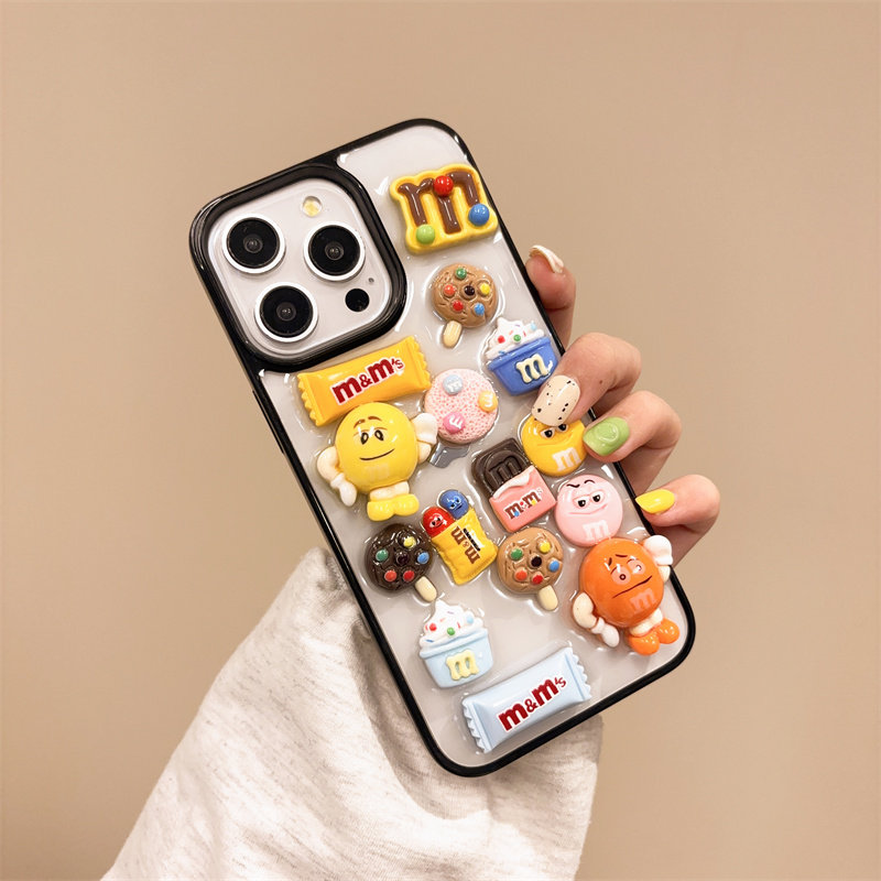 立体可爱M豆豆适用iphone15手机壳14proMAX透明滴胶苹果13卡通糖果冰淇淋12硅胶保护套11防摔小众少女心潮牌,淘宝优惠券,粉丝福利购,淘宝优惠卷