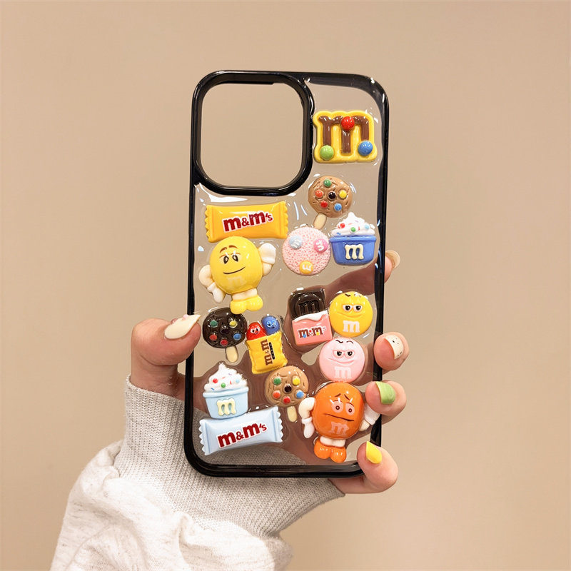 立体可爱M豆豆适用iphone15手机壳14proMAX透明滴胶苹果13卡通糖果冰淇淋12硅胶保护套11防摔小众少女心潮牌,淘宝优惠券,粉丝福利购,淘宝优惠卷