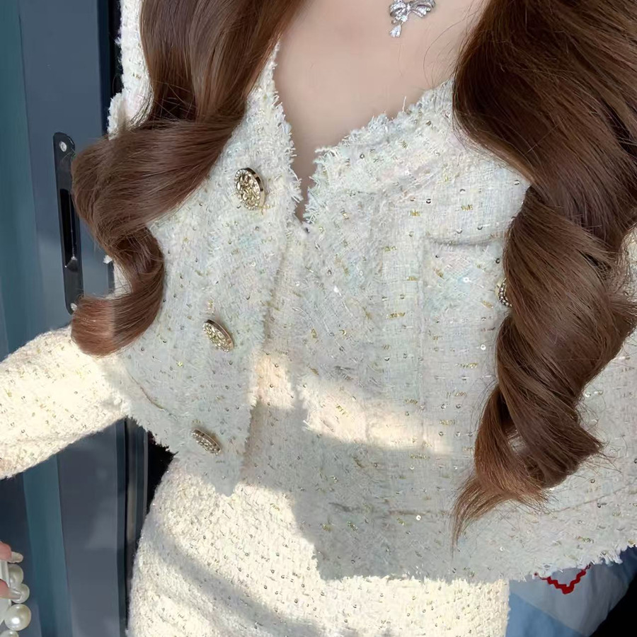 秋冬盐系轻熟高级感御姐名媛气质小香风外套吊带连衣裙两件套装女,淘宝优惠券,粉丝福利购,淘宝优惠卷