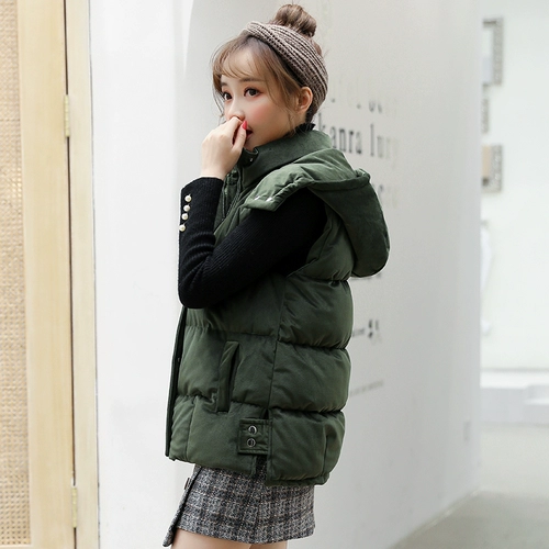 Бархатный короткий демисезонный жилет с капюшоном, пуховик с пухом без рукавов, куртка