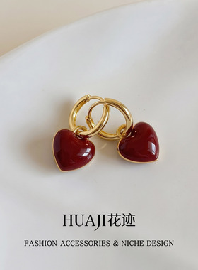 花迹轻奢小众气质百搭爱心耳环