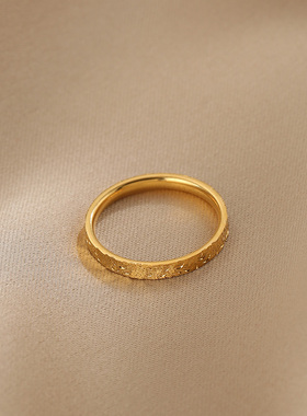 花迹金色碎冰冰戒指女