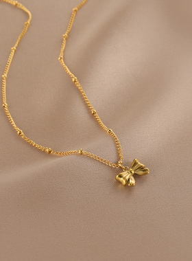 花迹蝴蝶项链女钛钢不掉色