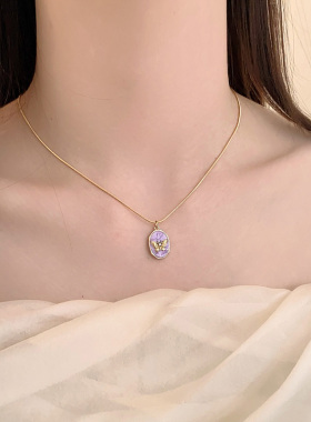 花迹梦幻紫蝴蝶项链女女