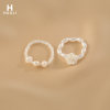 Flower trace white rose flower ring personality niche