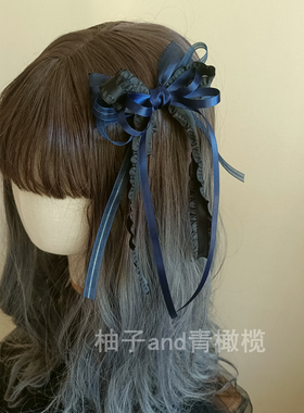 蓝色洛丽塔小物暗黑复古哥特发夹
