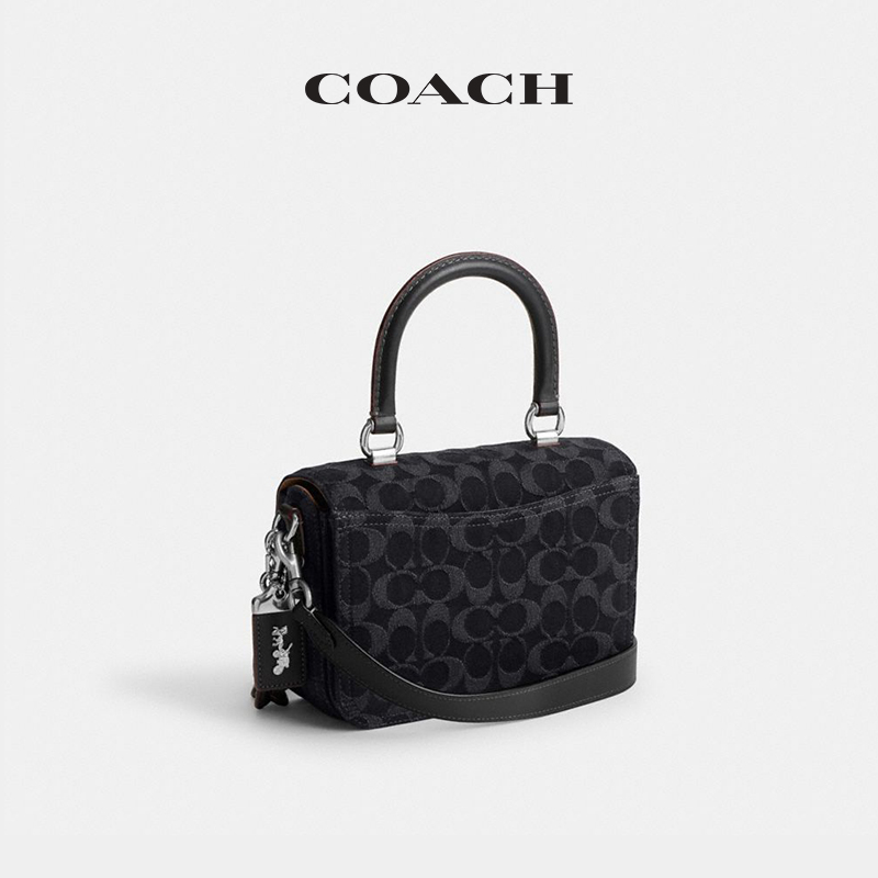 【新品】COACH/蔻驰女士经典标志牛仔丹宁ROGUE顶部手柄手袋 - 图3