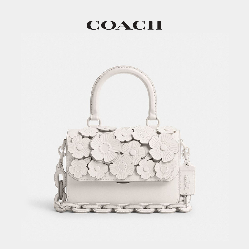 【新品】COACH/蔻驰女士茶玫瑰图案ROGUE顶部手柄手袋 - 图2