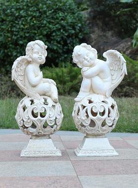 户外园林景观天使人物花缸摆件别墅门店造景装饰玻璃钢丘比特雕塑