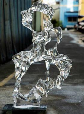 现代新中式透明树脂太湖石桌面摆件办公室家居客厅玄关装饰品