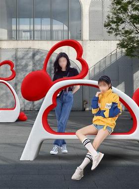 双拼卡通兔子装饰座椅玻璃钢雕塑商场景区游乐园拍照打卡美陈摆件