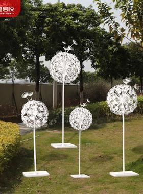 户外售楼处小区公园林景观不锈钢铁艺发光蒲公英雕塑草坪摆件装饰