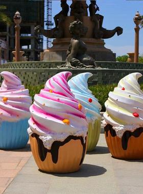 户外仿真甜甜圈冰淇淋汉堡包玻璃钢雕塑商业街奶茶甜品店装饰摆件