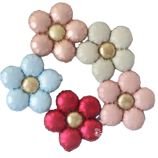 Кремовый ретро-цветной пятилепестковый цветок из алюминиевой пленки, воздушный шар