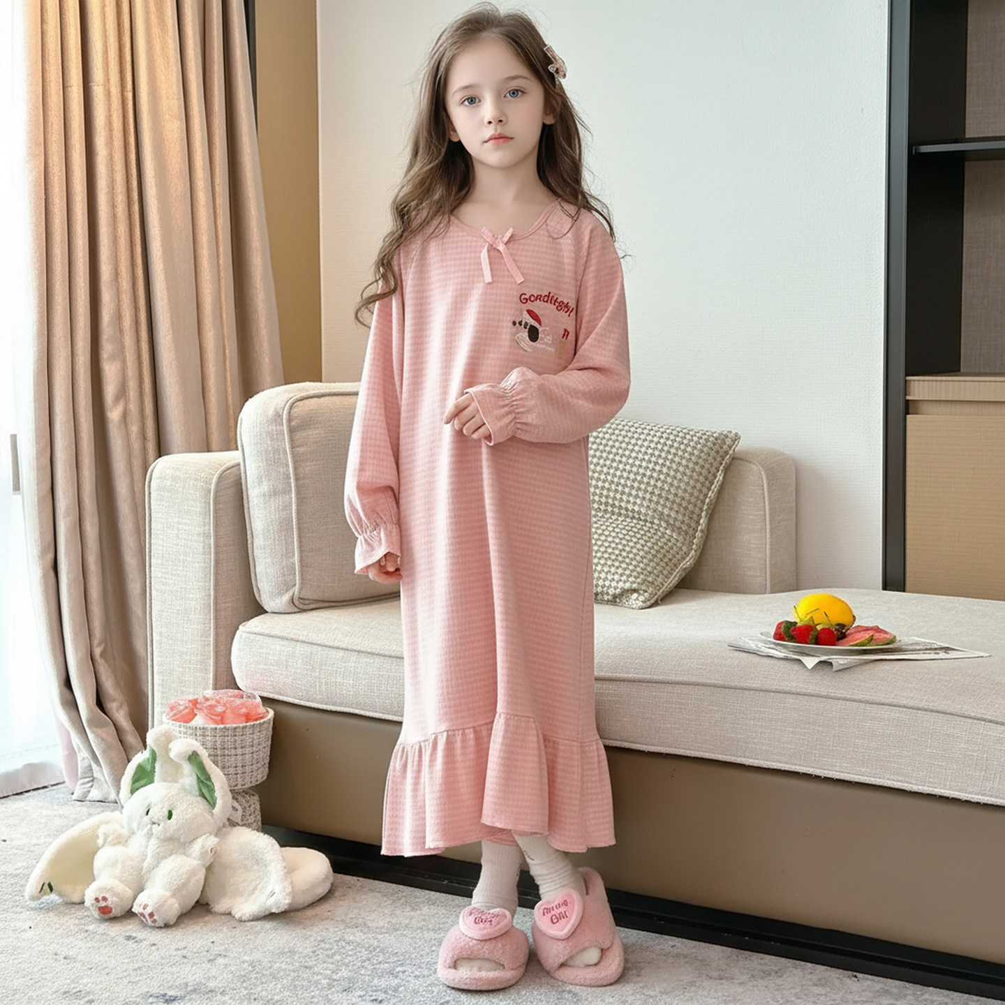 女童睡裙春秋款德绒女孩家居服加厚中大童睡袍儿童长袖睡衣秋冬季,淘宝优惠券,粉丝福利购,淘宝优惠卷