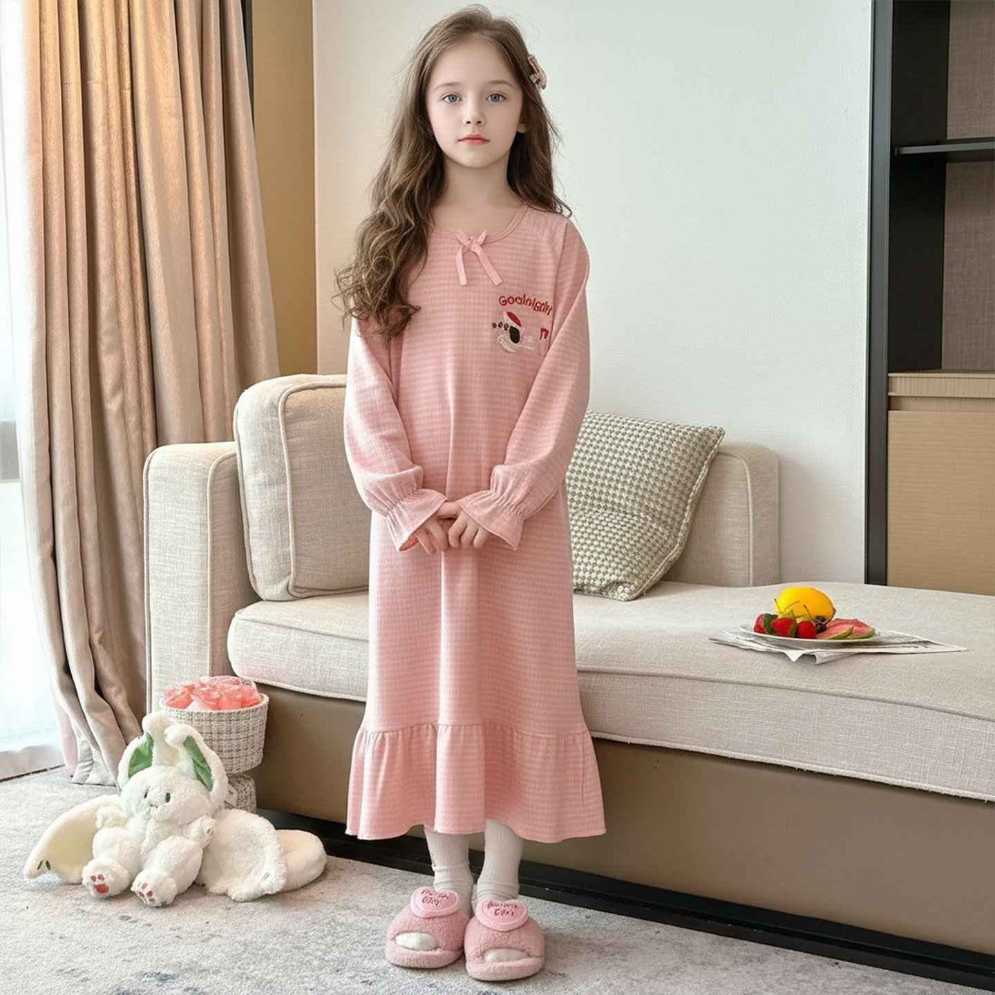 女童睡裙春秋款德绒女孩家居服加厚中大童睡袍儿童长袖睡衣秋冬季,淘宝优惠券,粉丝福利购,淘宝优惠卷