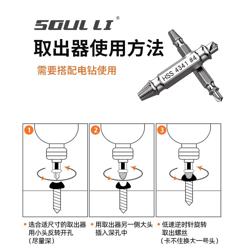 断丝取出器螺丝断头取出滑丝滑牙锥丝攻器生锈滑丝器居家日用套装-图1