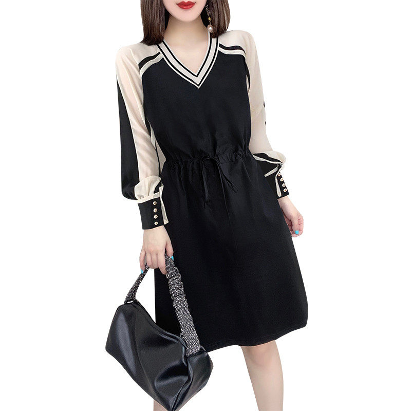 赫本风v领设计感收腰小众连衣裙 蜜恒连衣裙